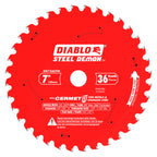 Diablo Steel Demon Cermet II Saw Blade for Thick Metal - 7" Diameter, 36 TCG Teeth, 20mm Arbor, .075" Kerf, 0° Hook Angle, .063" Plate, 5800 Max RPM - D0736CFM