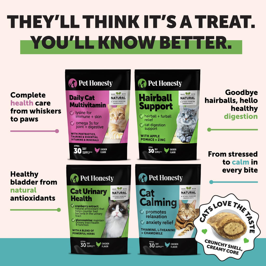 Pet Honesty Vet Backed Cat Hairball Remedy Chews, Chicken, 90-Day Supply