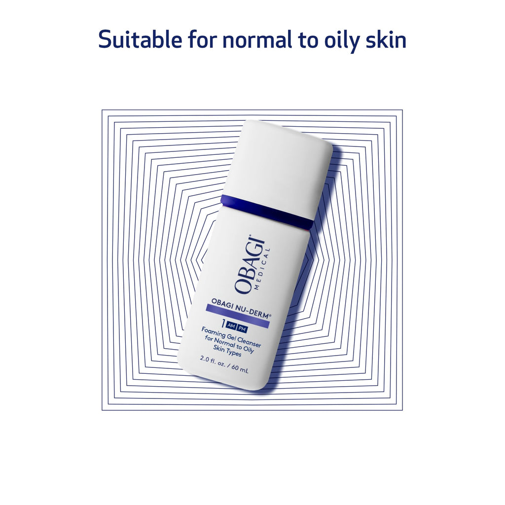 Obagi Nu-Derm Foaming Gel Cleanser Value Set – Cleanses Pores & Remove Makeup, Dirt, & Excess Oil – Classic 6.7 oz & 2 oz Travel Size