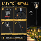 DERAYSION 12 Pack Solar Lights Outdoor, Solar Pathway Lights Auto On/Off Waterproof Garden Landscape Lighting for Path, Yard, Walkway, Driveway Decor