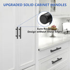 Plustool 50Pack Matte Black Cabinet Handles, 3''Hole Centers Kitchen Drawer Pulls, Stainless Steel Dresser Hardware for Kitchen Bathroom Bedroom - 5''Overall Length