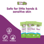 Boogie Antibacterial Hand Wipes - 90 Count - Hypoallergenic & Alcohol-Free - Individually Wrapped - Travel and Diaper Bag Essential