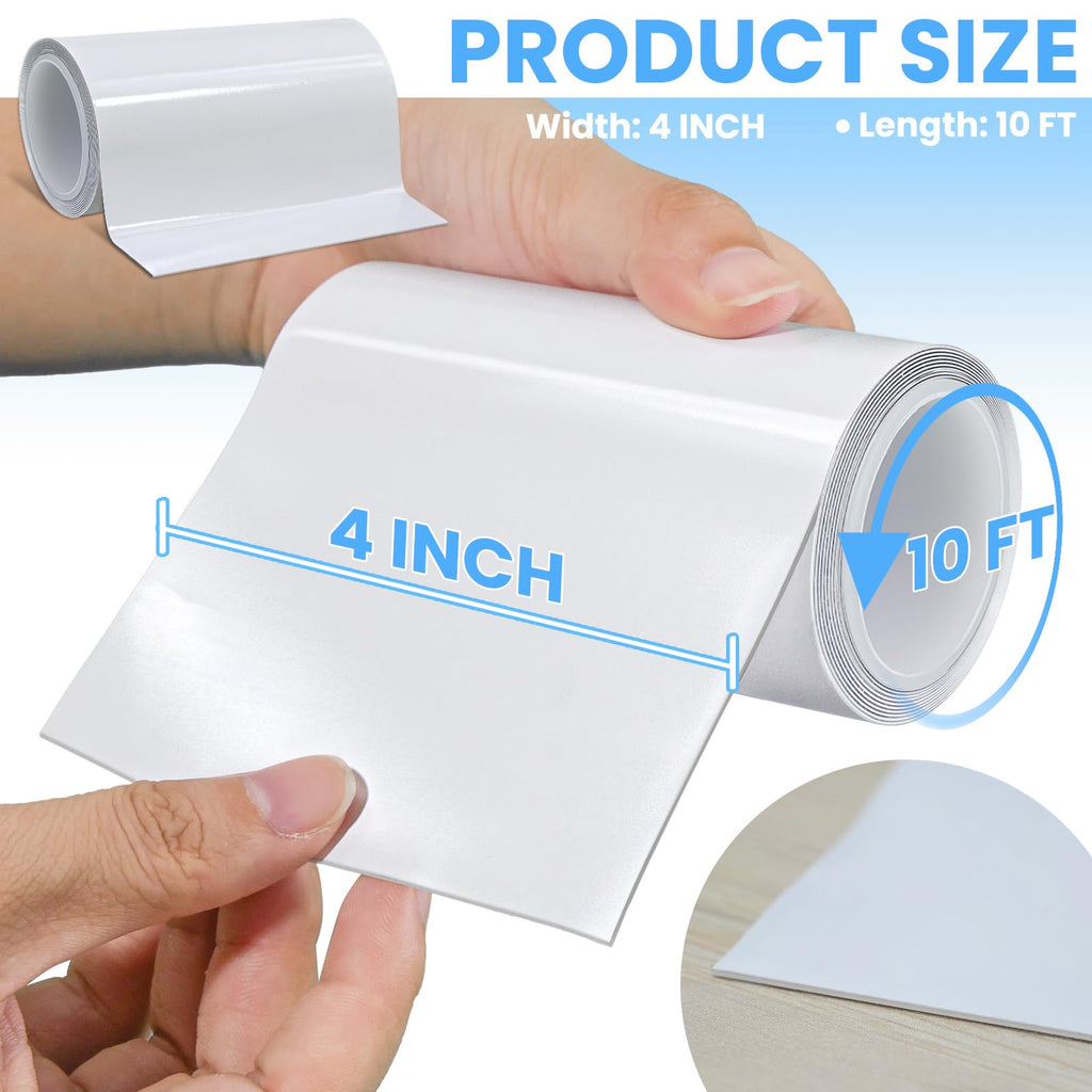 Tikfoam Waterproof Repair Tape for Fabric, Plastic, Awning, RV Underbelly, Tarp, Tent, Sail and Boat Cover Outdoor Repair Patch, Heavy Duty,4 Inch x 10FT White
