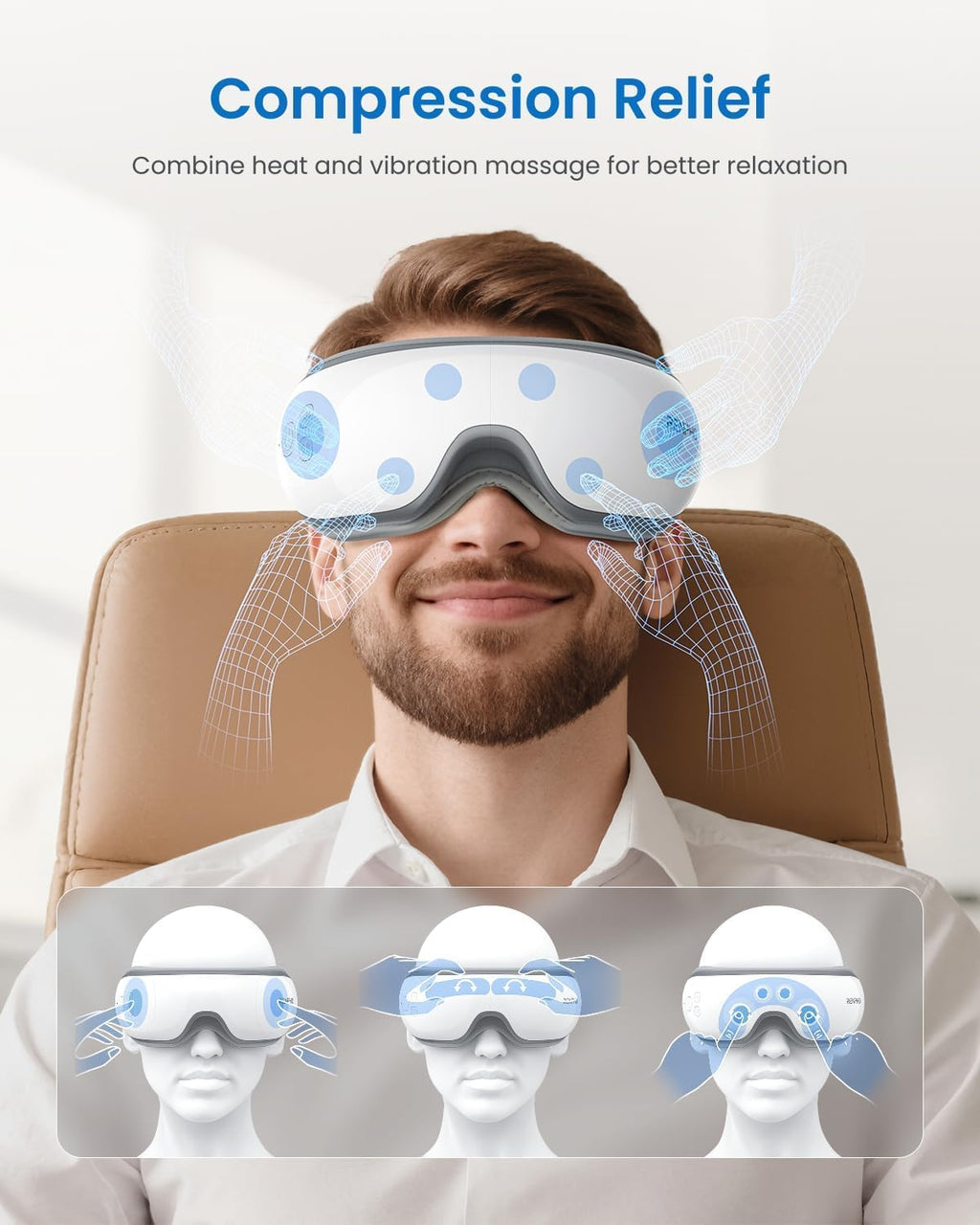 RENPHO Fathers Day Dad Gifts, Eye Massager with Heat, FSA Eligible HSA, Eye Mask for Head Tension, Birthday Gifts for Men Women Mom Husband, Sleep Mask for Eye Strain and Dry Eyes, Eyeris 1