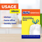 Hefty Essentials Drawstring 13 Gallon Kitchen Trash Bags, Tall Unscented Trash Bags for Kitchens, Home Offices, or Laundry Rooms, Easy to Tie, Lift, and Carry, White (Pack of 270)