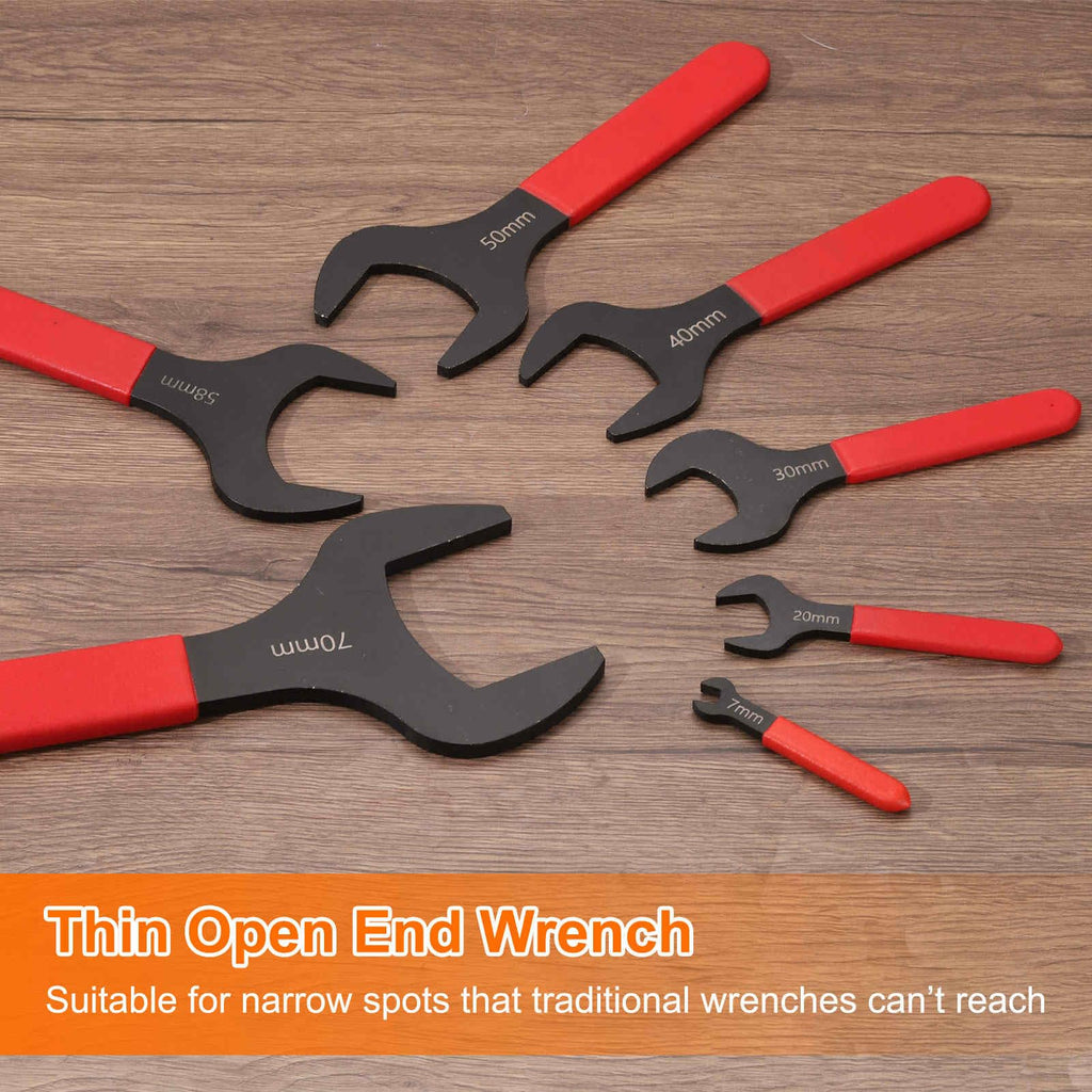 HARFINGTON Single Open End Wrench 42mm Metric 15 Degree Offset Angle U-Shaped Open Ended Spanner Small Flat Head Blackening Wrench with Red Shank for Automotive Repair Furniture Assembly