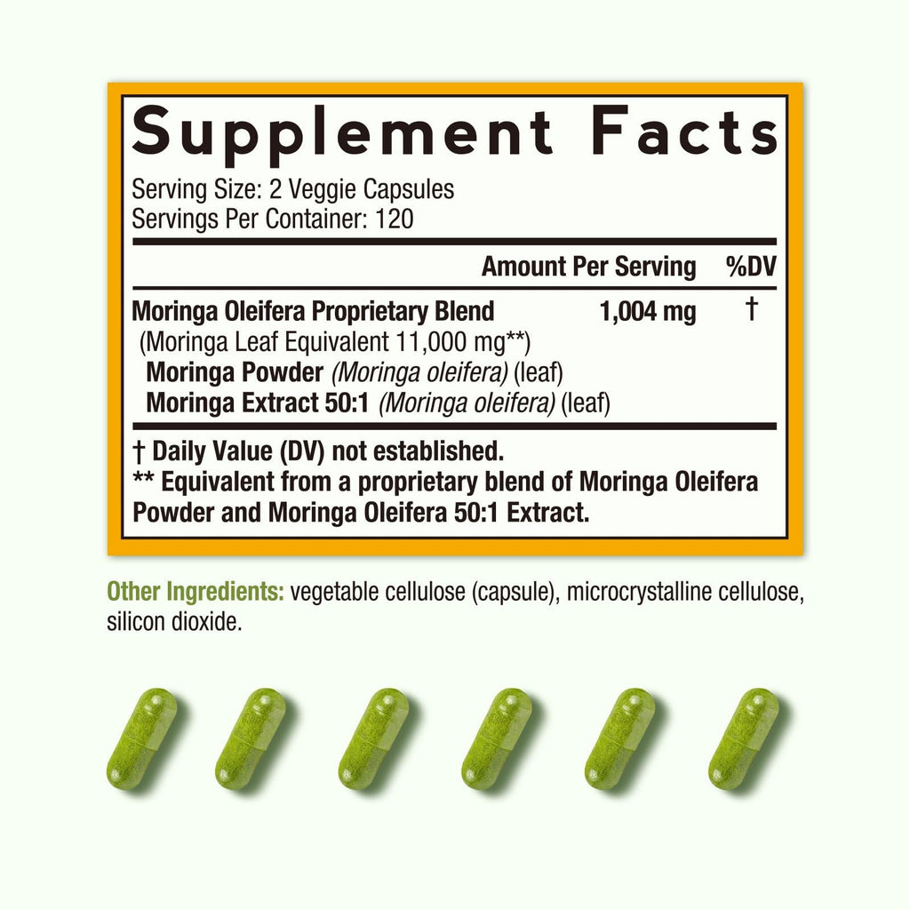 Doctor's Recipes Moringa, Complete Green Superfood, Natural Antioxidant Support, Non-GMO, 240 Vegan Caps, No Caffeine Soy Gluten
