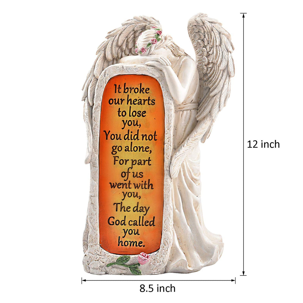 BAYN Angel Garden Statue Outdoor Decor Solar Figurine Light for Cemetery