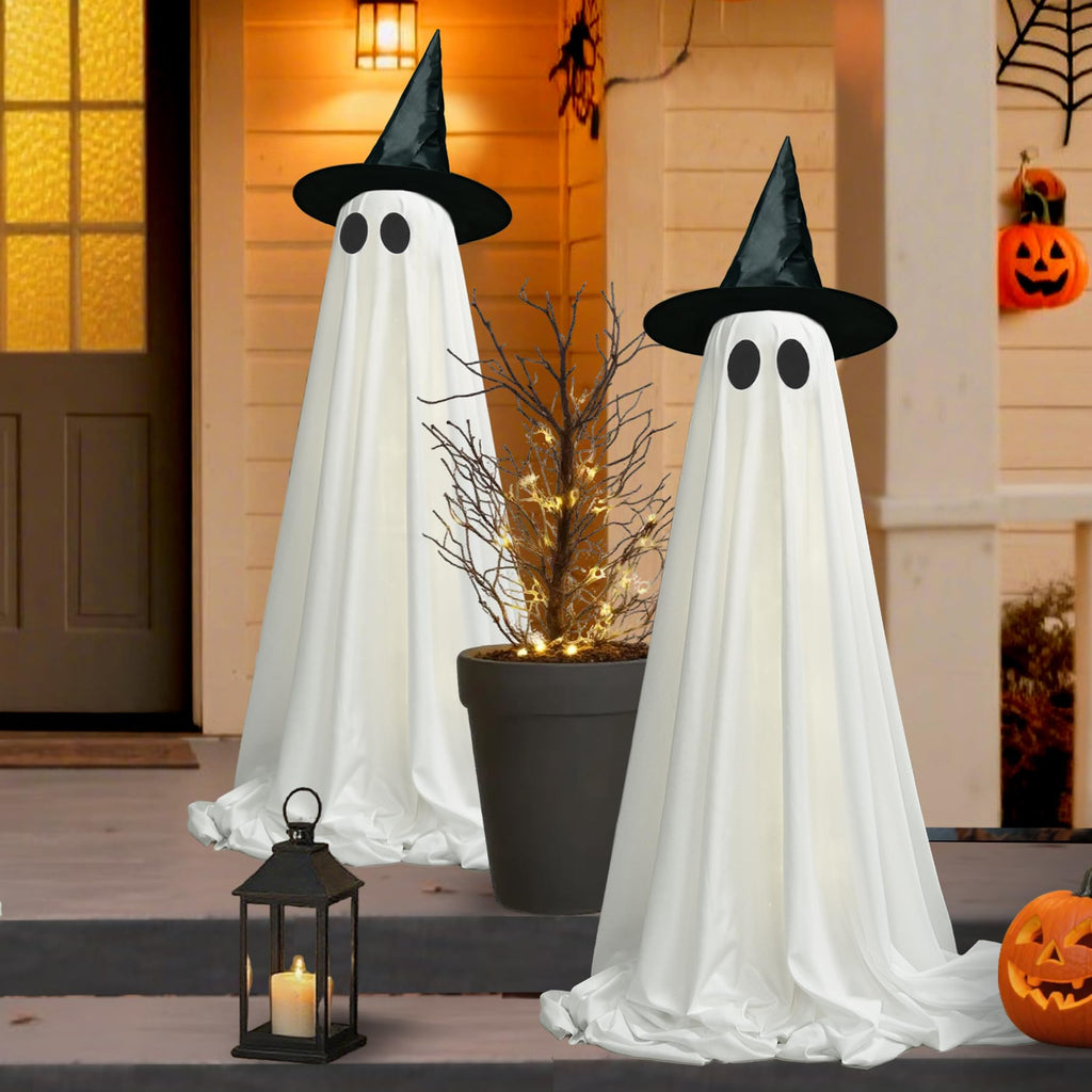 2packs Halloween Decorations Outdoor,Halloweens Party Decoration Indoor,Light Up Spooky Ghost with Remote Control String Lights,Halloween-Ghost for Yards Porches Gardens Lawn