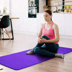 Fitvids 1/2-Inch Thick High Density Foam Exercise Yoga Mat with Carrying Strap, For Cushioning The Body Against Hard Floors, Purple