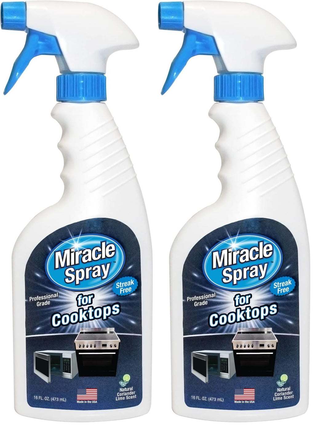 MiracleSpray for Microwave and Cooktop, Easily Removes Food and Grime Buildup, Safe and Convenient Stove Top Cleaner, Great for Home and Kitchen Use - 16 Fl Oz (Pack of 2)