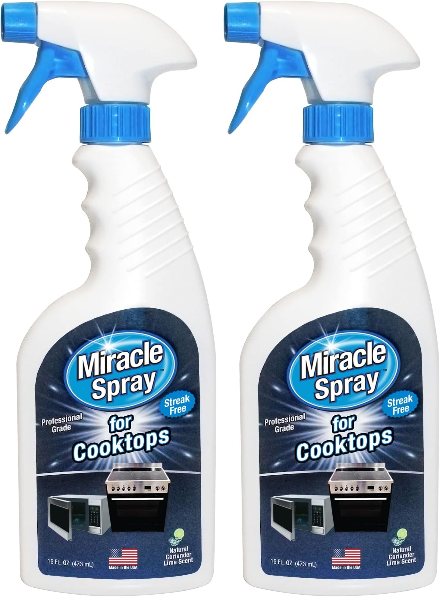 MiracleSpray for Microwave and Cooktop, Easily Removes Food and Grime Buildup, Safe and Convenient Stove Top Cleaner, Great for Home and Kitchen Use - 16 Fl Oz (Pack of 2)