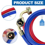 Rubber Washing Machine Hoses With Elbow 4FT,Washing Machine Elbow Hose with 3/4" Connection Supply for Hot and Cold Water Washer Hoses (2 Packs),Universal Fit for All Standard Wash Machines-by MIFLUS