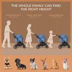MAMIZO Foldable Dog Stroller for Medium Dogs Cats Up to 33 Lbs, Adjustable Height Handle, Pet Stroller with Aluminum and Carbon Steel Frame, Sun Shades, Storage Basket & Shock Absorbers, All-Terrain
