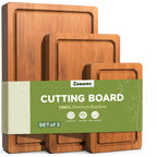 3-Piece Set Deep-Carbonized Bamboo Cutting Board for Kitchen, Carbonized