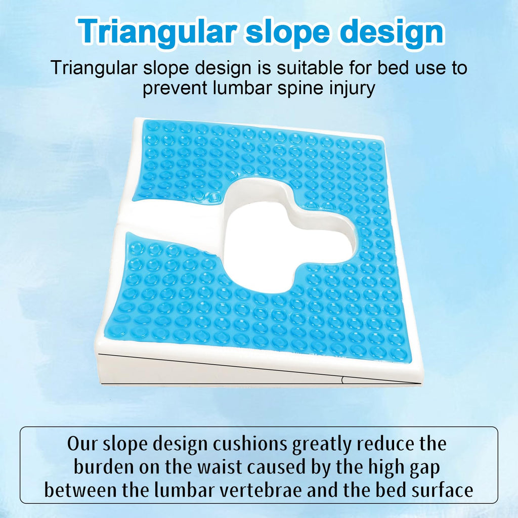 TITA-DONG Breathe Freely Fiber Material Bed Sore Cushions for Butt, Anti Bedsore Cushion, T Shaped Opening Triangular Slope Design Anti Decubitus Cushion for Elderly, Bedridden, Disabled