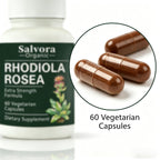 Salvora Organic Rhodiola Rosea, All-Natural, Non-GMO, Vegan, 60 Capsules