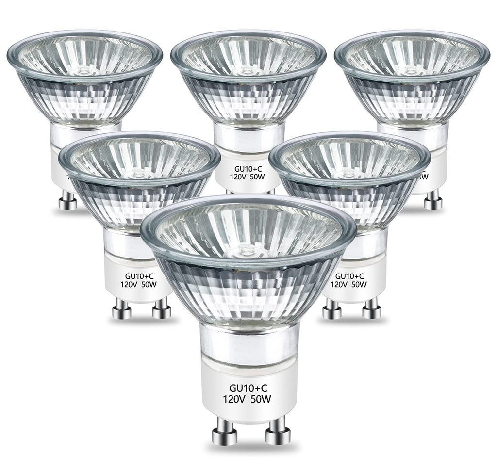 GU10 Halogen Bulb 120v 50w Warmer Bulbs, 2800k Warm White gu10 Dimmable for Candle Warmer, Scent Wax Burner, Fragrance Melt, Warming Bulb Pack of 6