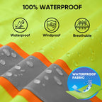 TICONN Reflective Rain Jacket Safety Jacket, Waterproof Hi Vis Rain Coat, Class III High Visibility Coat (Yellow&Black, L)