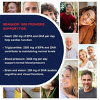 Meaquor 1000 Omega 3 Fish Oil Capsules IFOS Certified - Omega3 1000mg Supplement with EPA and DHA - No Aftertaste (60 Softgel Caps)