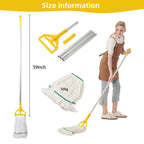 Commercial Industrial Mop with 59" Long Handle & 3 Replacement Mop Heads