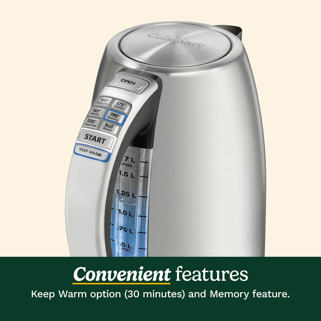 Cuisinart 1.7 L. Programmable Electric Kettle, Tea Kettle, CPK-17P1