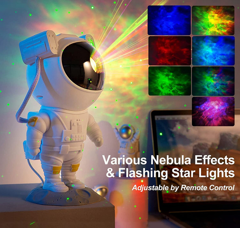Kids Astronaut Star Projector Night Light - Galaxy Space Lamp with Remote, 8 Nebula Effects, Timer, 360° Rotating Head, Cool Room Decor, Birthday Christmas Gift for Children Teens