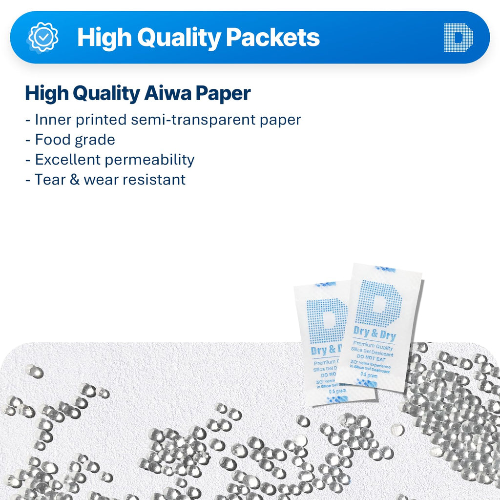 Dry & Dry 0.5(Half) Gram [20000 Packets] Silica Gel Packets Desiccants Silica Gel Packs - Rechargeable Moisture Absorbers for Food Storage, Electronics, 3D Filament & Safes
