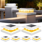 NIORSUN Solar Post Cap Lights Outdoor Waterproof, 4x4 Post Solar Lights 2 Color Modes, Fence Posts Solars Light for Deck Patio Garden Deco, 4x4 Posts Caps Wood Vinyl, 5x5 Vinyl, 6 Pack (White)