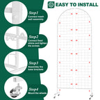 Asee'm Grid Wall Panels Display Stand 2.6' x 5.8' FT White Movable Wire Grid Wall Display Rack Heavy Floorstanding Detachable Girdwall Panel with T-Base for Craft Show Rack, Retail Displays 1PCS