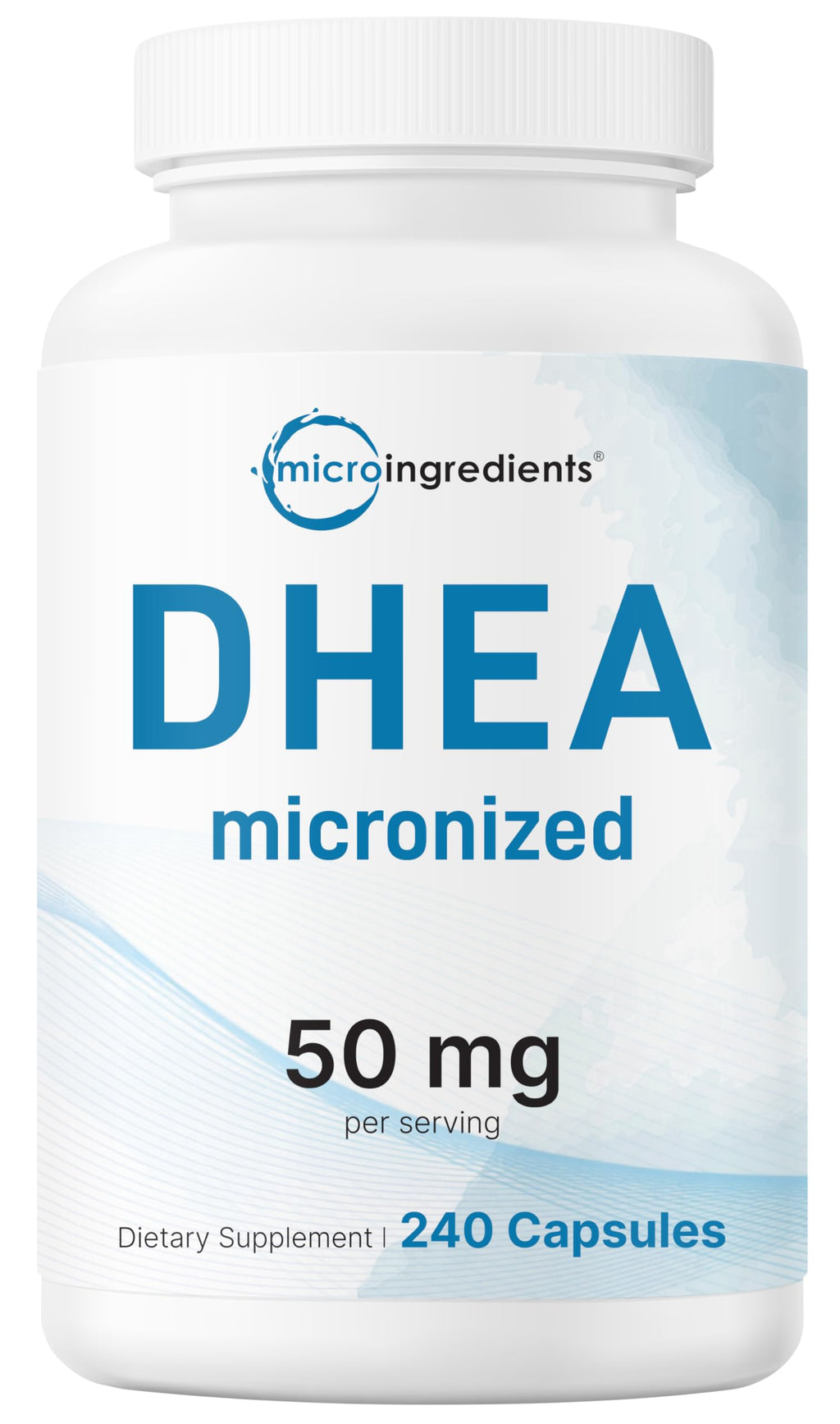 Micro Ingredients DHEA 50 mg Per Serving, 240 Capsules | Micronized DHEA Supplement for Women & Men | Non-GMO, Gluten Free, Soy Free