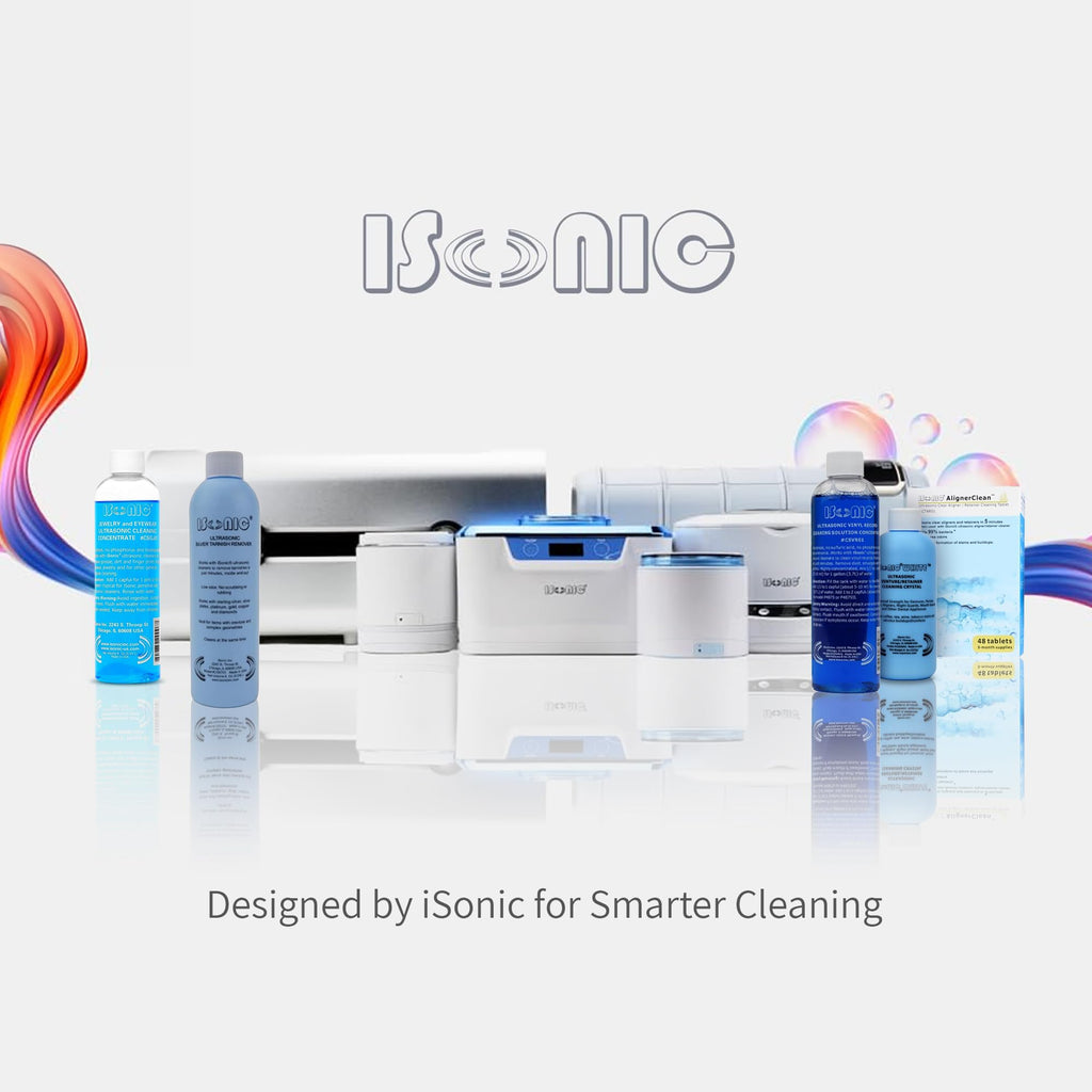 iSonic Ultrasonic Jewelry & Eyeglass Cleaner Solution Concentrate - Professional Cleaning Liquid for Ultrasonic Machine - Clean Gold, Silver, Diamond, Watch, Glasses, Eye Wear, 8-oz