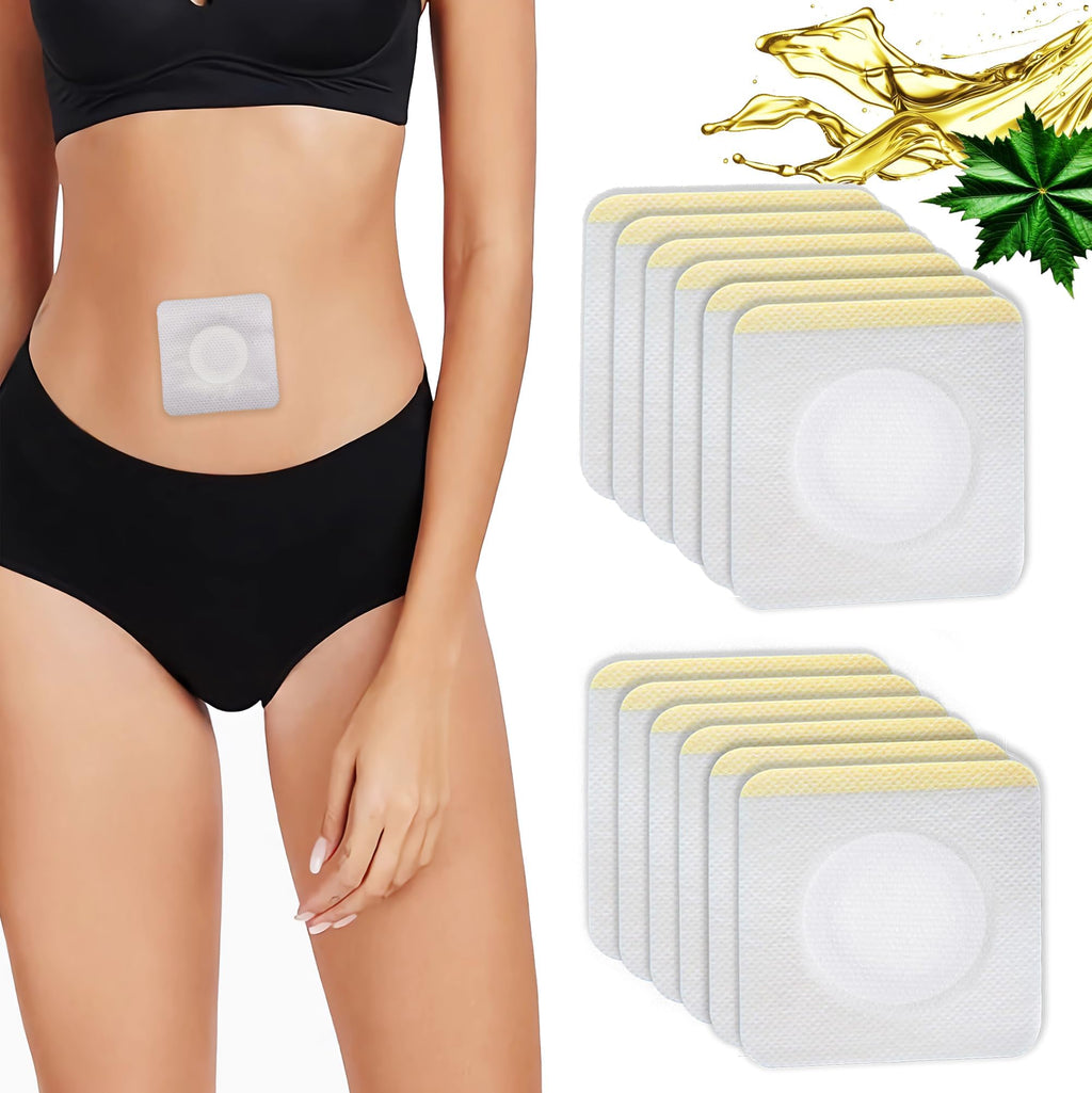 12Pcs Hypoallergenic Castor Oil Pack Wrap for Belly Button, 3.2 x 3.2 inches Disposable, Self-Adhesive, and Highly Absorbent Castor Oil Wraps Patch Pads - White