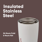Owala SmoothSip Slider Insulated Stainless Steel Coffee Tumbler, Reusable Iced Coffee Cup, Hot Coffee Travel Mug, BPA Free 12 oz, Vanilla Bean