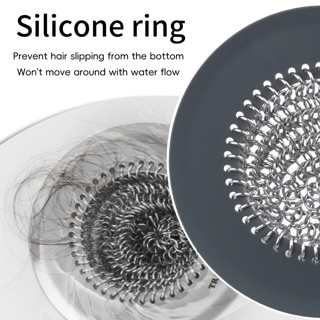 TRAPMATE Shower Drain Hair Catcher, 4.4" Easy Clean Bathtub Drain Hair Catcher, Anti-Slip Bath Tub Drain Protector, Upgraded 304 Stainless Steel Shower Sink Drain Cover for Bathroom (Patented Product)