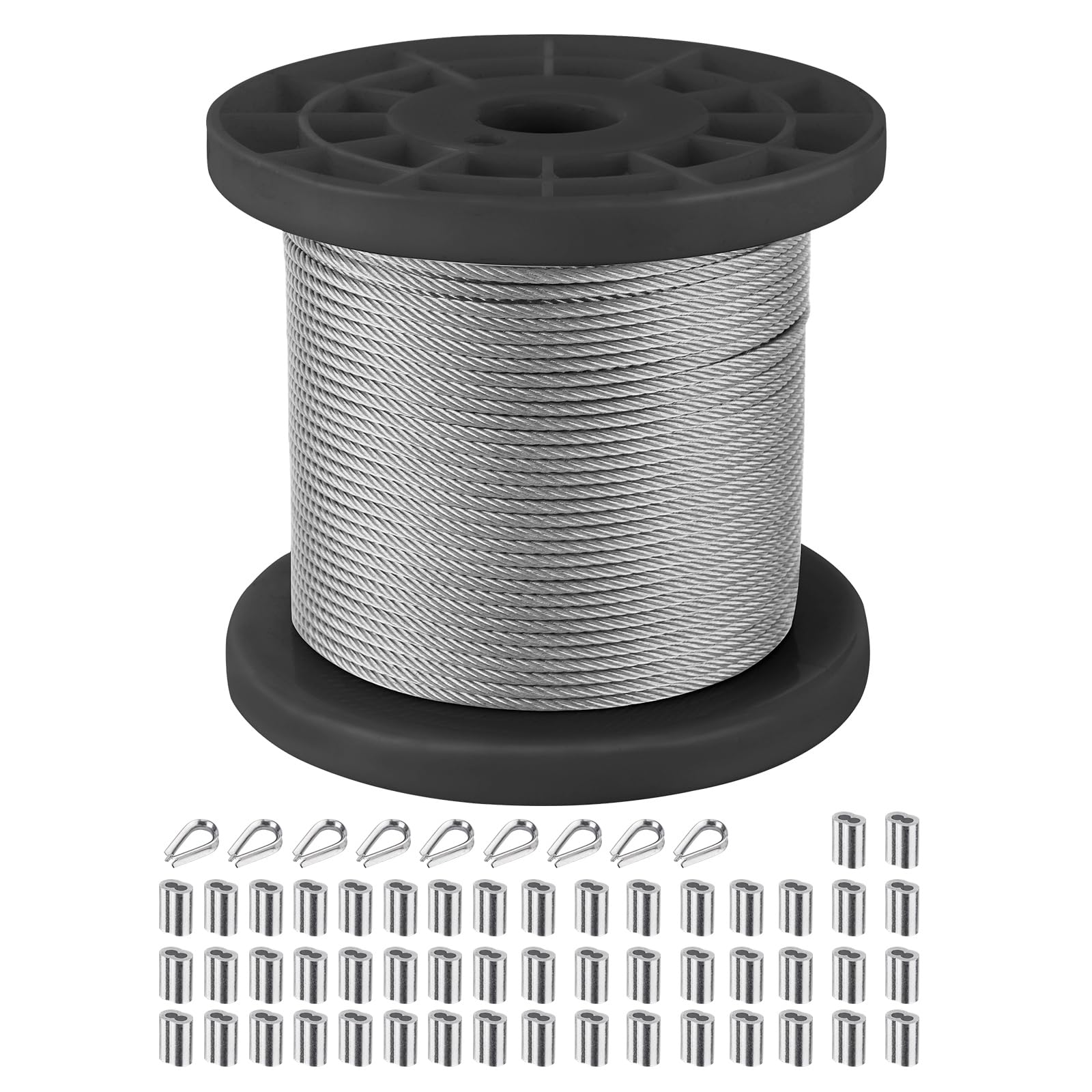 1/16 inch Wire Rope,328FT Wire Cable,Stainless Steel Cable, Aircraft Cable, Steel Wire, 7x7 with Crimping Sleeves,