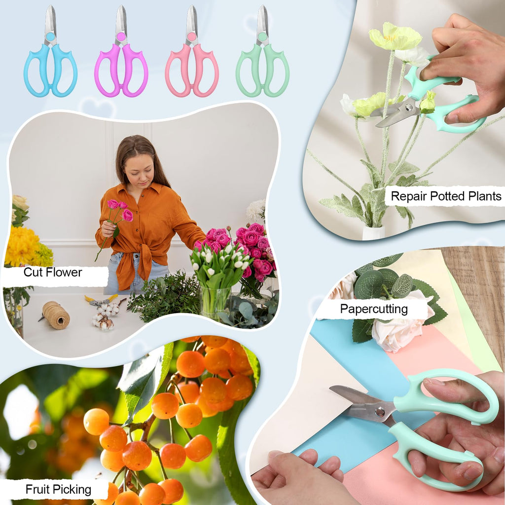 16Pcs Floral Scissors Garden Flower Scissors Shears for Cutting Fresh Flower Floral Cutters Garden Shears for Gardening Flowers Arrangement, Trimming Plants, Stainless Steel