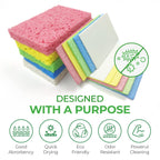 AIRNEX Compressed Cellulose Sponges - 32 Pack Natural Pop Up Dish Sponge for Kitchen - Compostable Plant-Based Cleaning Sponges Bulk – Non Scratch Natural Sponge for Dishes & Household Cleaning