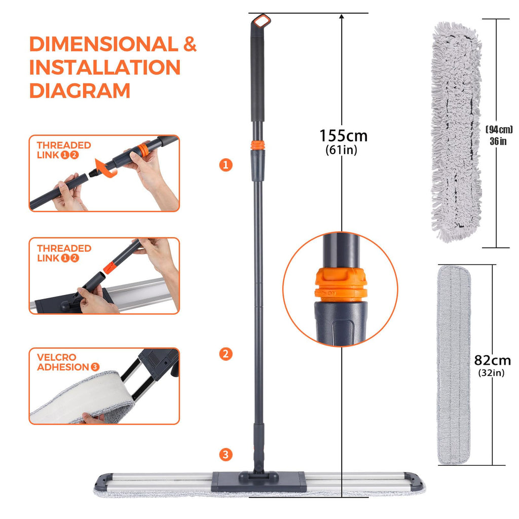 36 inch Microfiber Mop Heavy Duty Flat Dust Mop for Cleaning Floors
