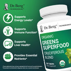 Dr. Berg's Greens Superfood Cruciferous Vegetable Tablets - Vegetable Supplements for Adults w/ 11 Phytonutrient Super Greens Tablets - Energy, Immune System & Liver Veggie Tablets - 250 Tablets