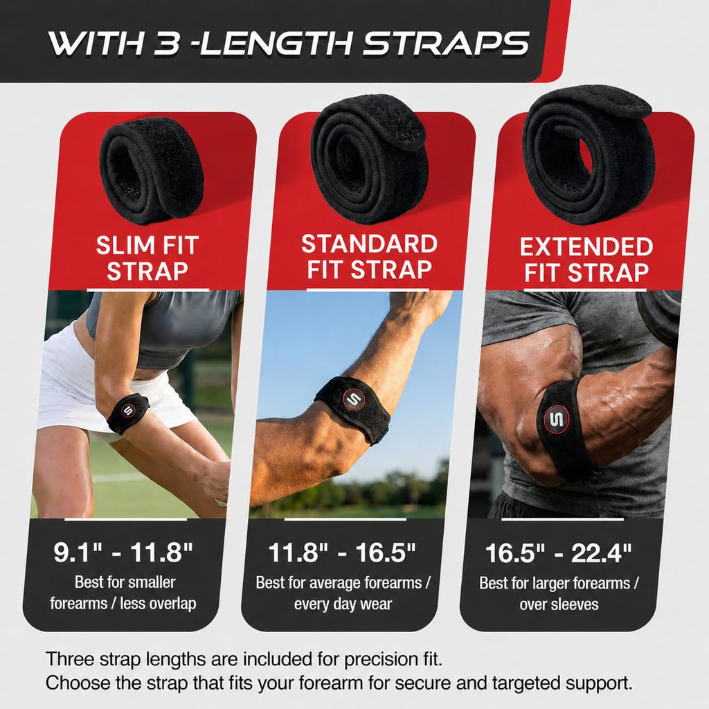 Sleeve Stars Tennis Elbow Brace for Men & Women, Fits 9"-23" (Single/Black)