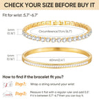 Stackable Gold Bracelets for Women - 2Pcs 18K Gold Plated Cubic Zirconia Bangle Bracelet Friendship Tennis Bracelet Stack Jewelry,Party Christmas Birthday Gift for Girlfriend Sister Wife Daughter