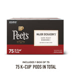 Peet's Coffee Coffee Pods, Dark Roast, Major Dickason's Blend, 75 K Cups