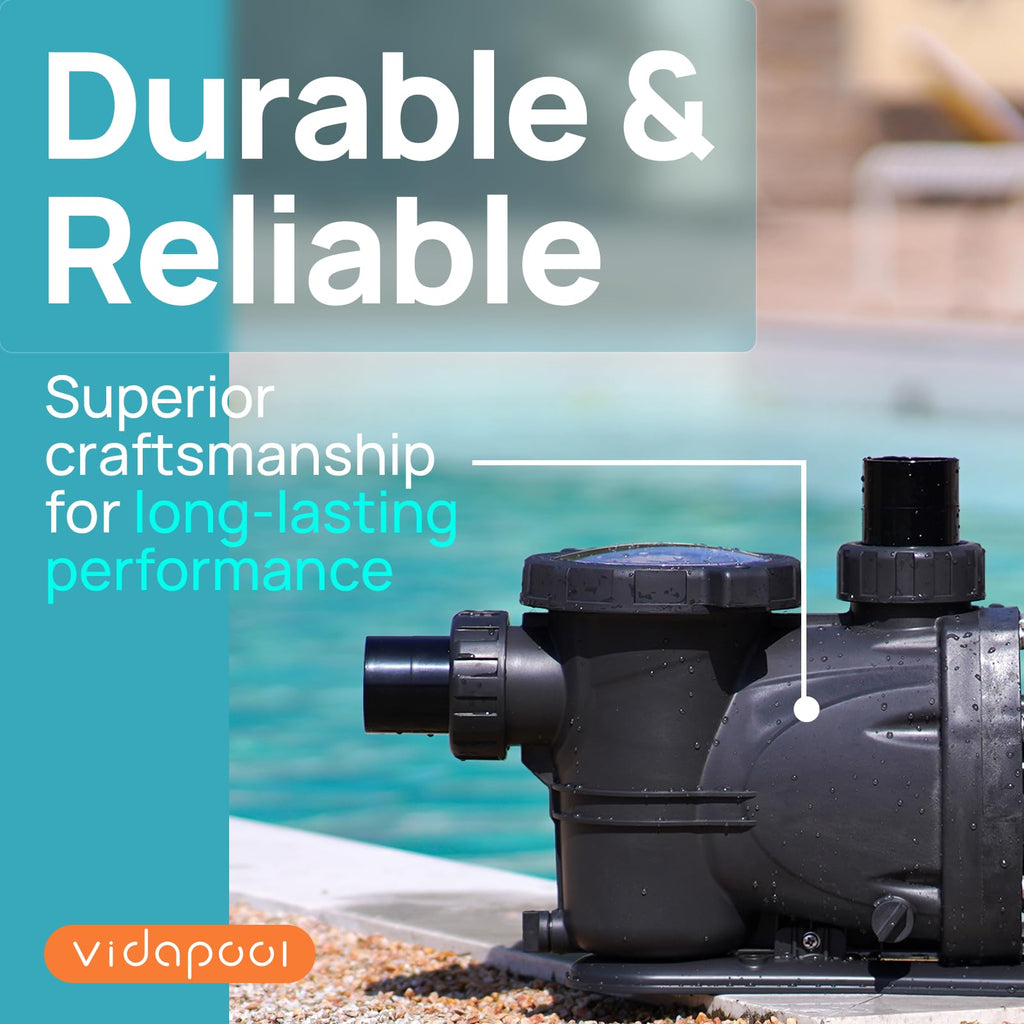 VIDAPOOL In/Above Ground Pool Pump Self Primming High Flow,Matta Grey