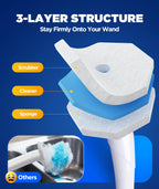 62 Count Toilet Wand Refills For Clorox Wand, 3-Layer Brush Heads with Upgraded Toilet Bowl Cleaners For 99.9% Stains Removal