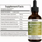 Prozen Wormwood Gut Cleanse Liquid Drops, Wormwood Black Walnut Clove Gut Cleanser for Adults with Soursop, Pumpkin Seed, PAU D'Arco, Garlic Oregano, Boosts Energy, Gut Health & Absorption, 2Oz (1)