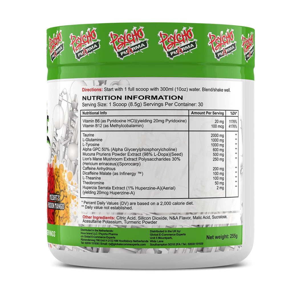 Psycho Pharma. Infinite Brain Nootropic Game Changer. Compete Win (Mozart's Passion Mango, 30 Serving)