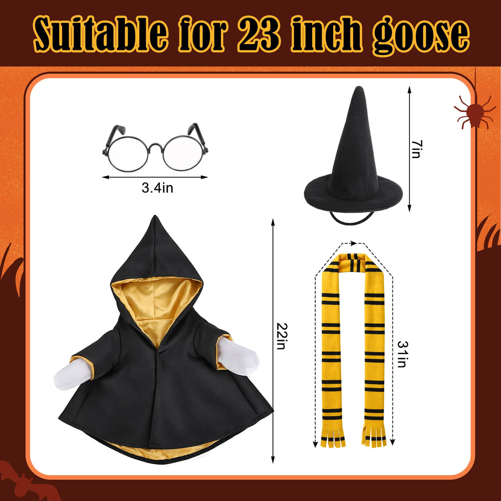 Tmovjxv 4 Pcs Halloween Wizard Porch Goose Outfit, Lawn Porch Goose Clothes