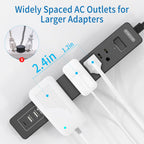 Extension Cord 15 Ft, NTONPOWER Flat Plug Power Strip Bar with 2 USB 4 Outlets (1 Widely Outlet), Thin Flat Extension Cord Under Rug, Carpet, Wall Mount Charging Station for Home Office, Black