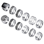 WAINIS 12Pcs Stainless Steel Vintage Signet Rings for Men